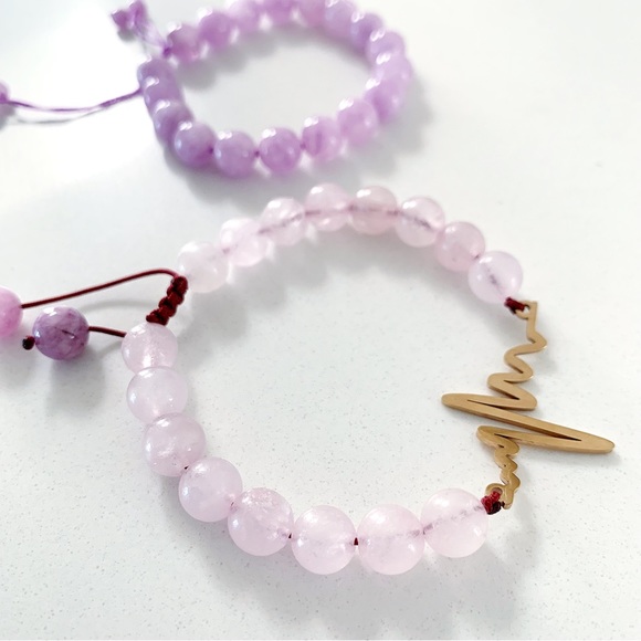 💝FIANL SALE $10 for 2 Lavender Jade Gemstone Bead Adjustable Strap Brace… - Picture 3 of 6